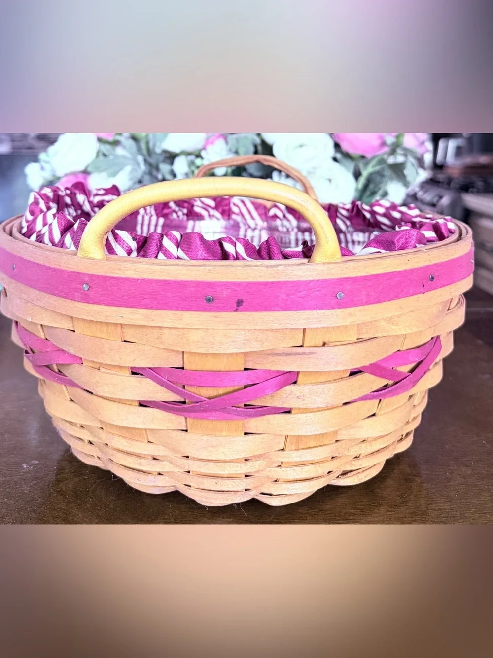 Longaberger 1999 Christmas Collection Popcorn Basket Combo Liner Protector DCS